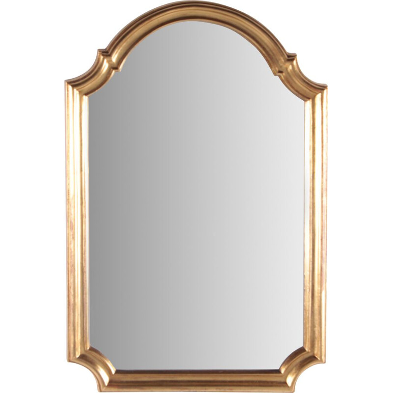 Vintage gilded mirror with wood edge, 1980