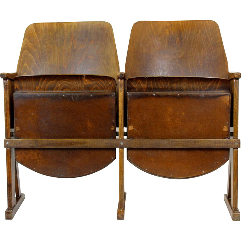 Vintage cinema seats two-seater by Ton, 1960s