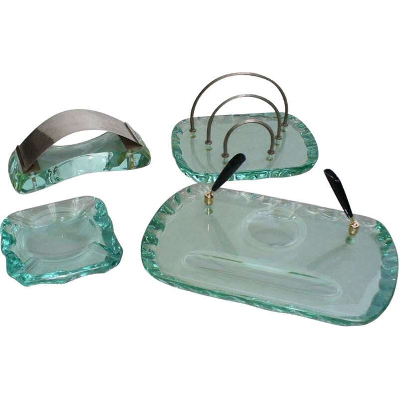Crystal vintage set for desk by Pietro Chiesa for Fontana Arte, 1930s