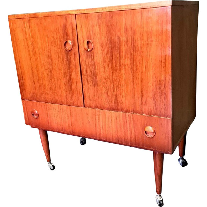 Vintage teak sideboard with casters by Berner Huwil, 1960