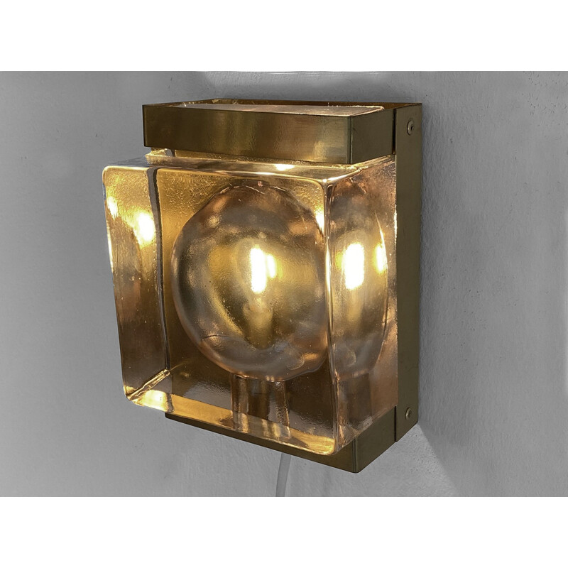 Glass vintage wall lamp "Maritim" by Vitrika, Denmark 1970s