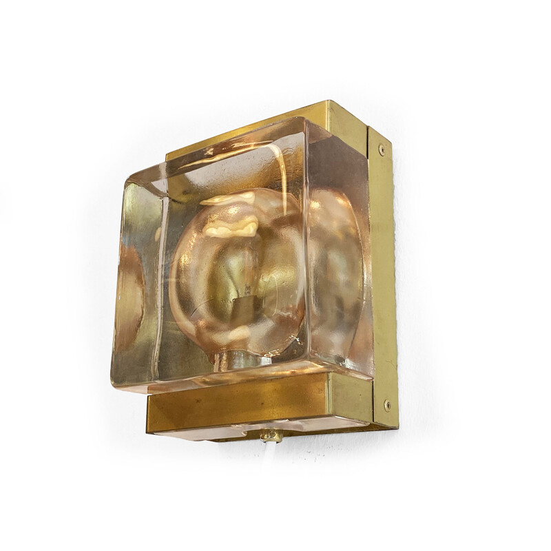 Glass vintage wall lamp "Maritim" by Vitrika, Denmark 1970s