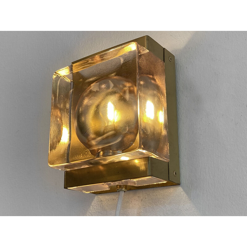 Glass vintage wall lamp "Maritim" by Vitrika, Denmark 1970s