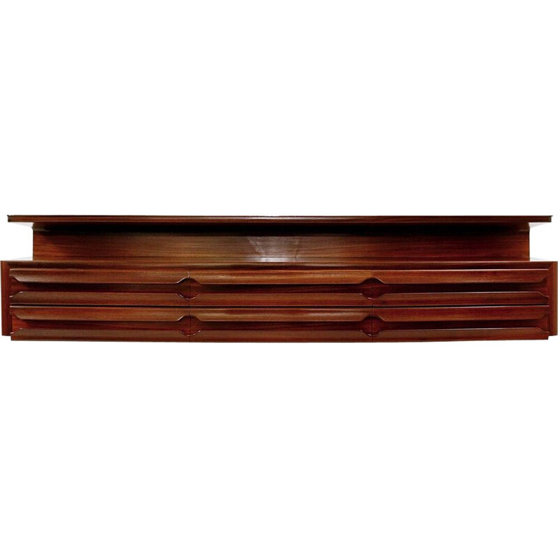 Mid-century wooden wall console, Italy 1960s