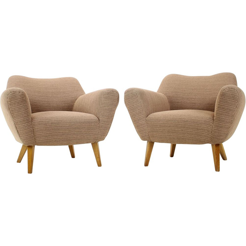 Pair of vintage club armchairs, Czechoslovakia 1970s