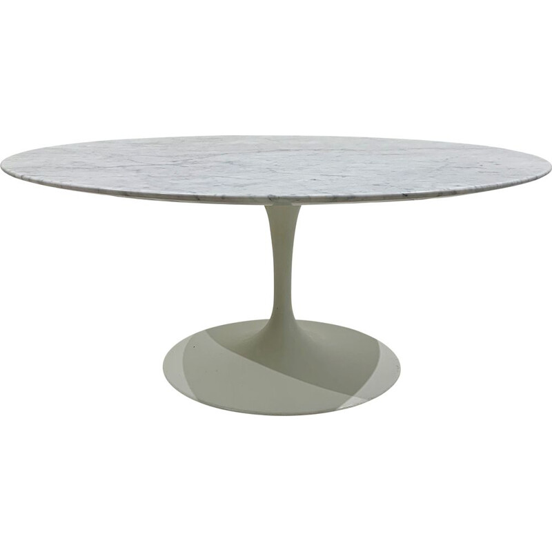 Table basse ronde vintage en marbre blanc par Eero Saarinen pour Knoll