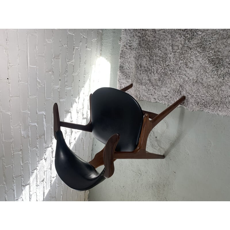 Vintage Cow Horn leatherette chair by Louis Van Teeffelen for Awa, 1950s