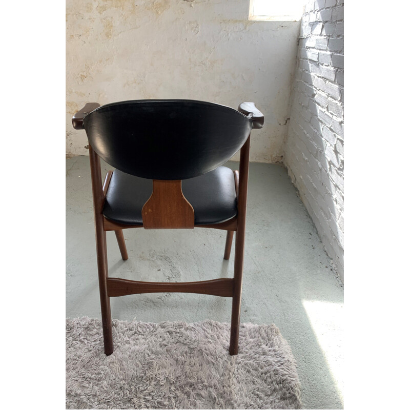 Vintage Cow Horn leatherette chair by Louis Van Teeffelen for Awa, 1950s