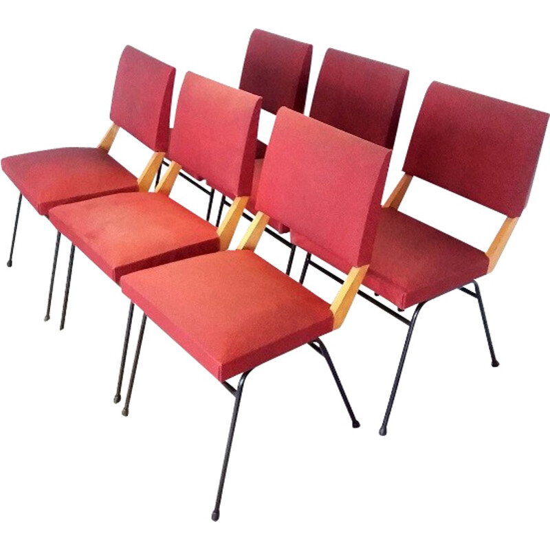 Suite de 6 chaises vintage en skai - 1950