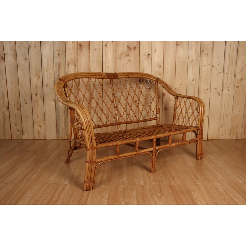 Vintage rattan sofa, 1960-1970