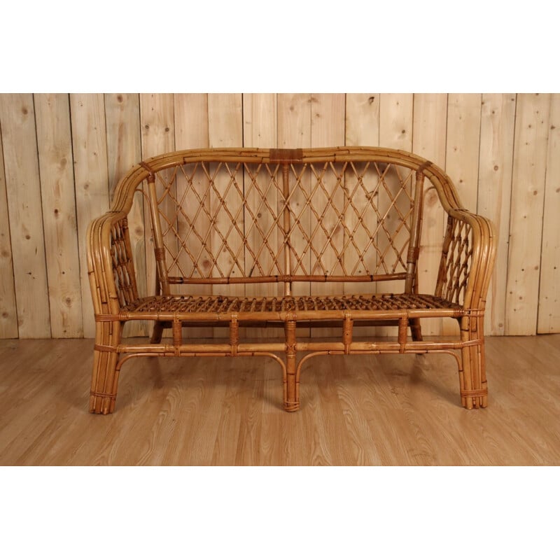 Vintage rattan sofa, 1960-1970