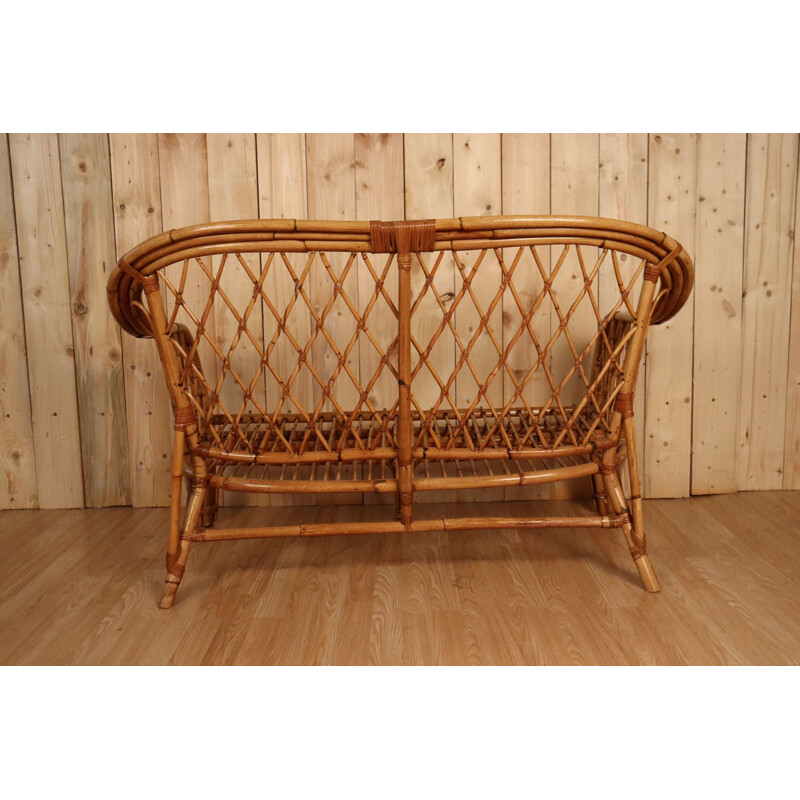 Vintage rattan sofa, 1960-1970