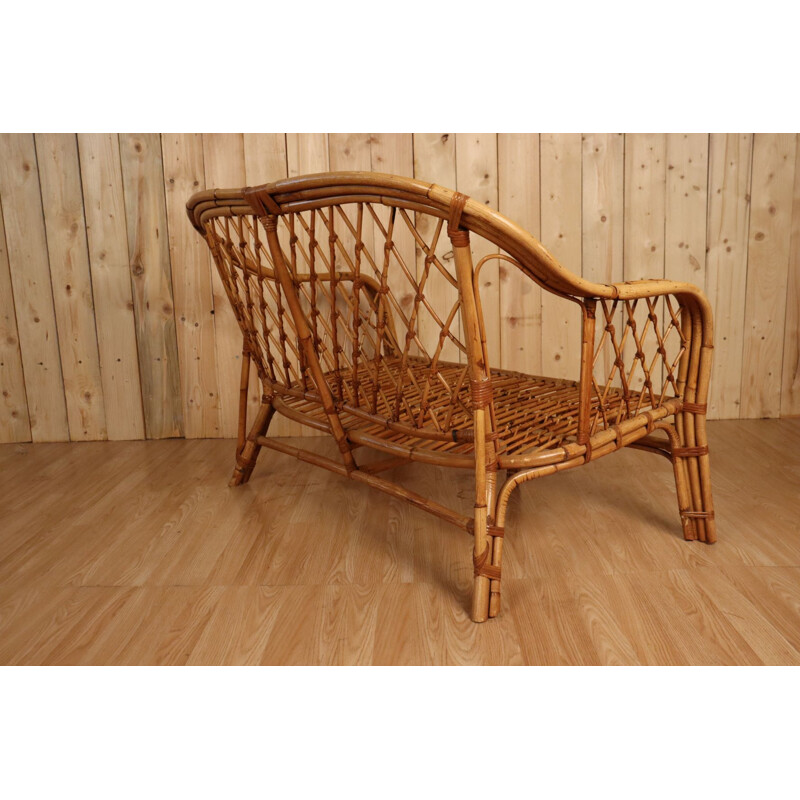 Vintage rattan sofa, 1960-1970