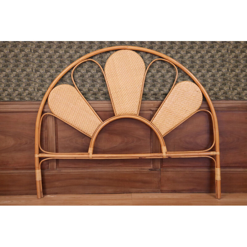 Vintage headboard in rattan & cane, 1970-1980