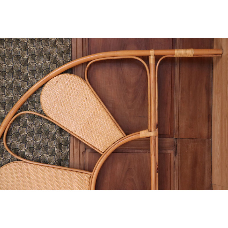 Vintage headboard in rattan & cane, 1970-1980