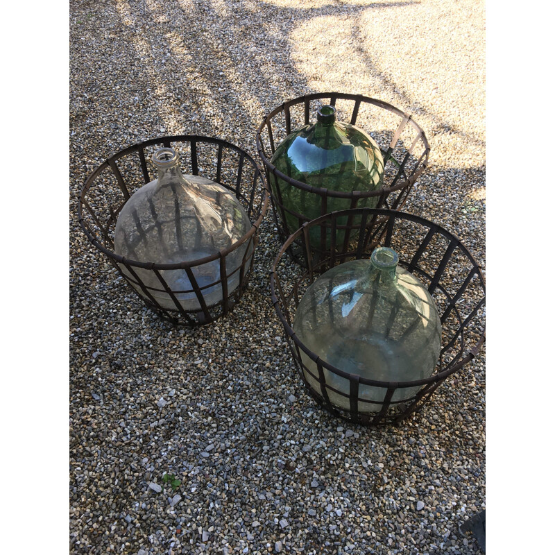 Set of 3 vintage jeanne ladies in their metal baskets, 1960