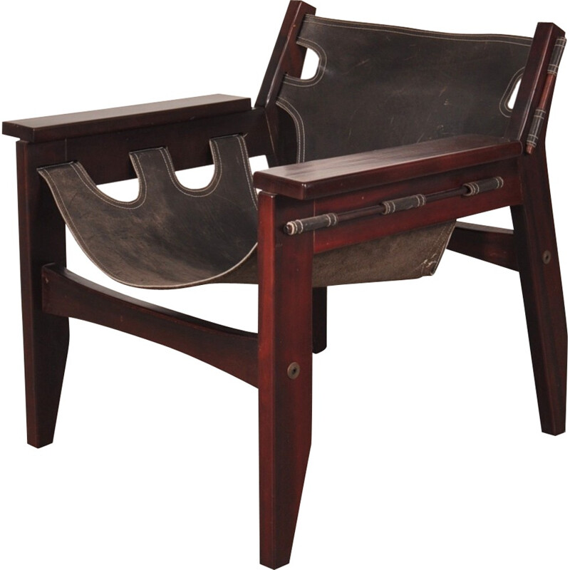 "Kilin" lounge chair in rosewood and leather, Sergio RODRIGUES - 1973