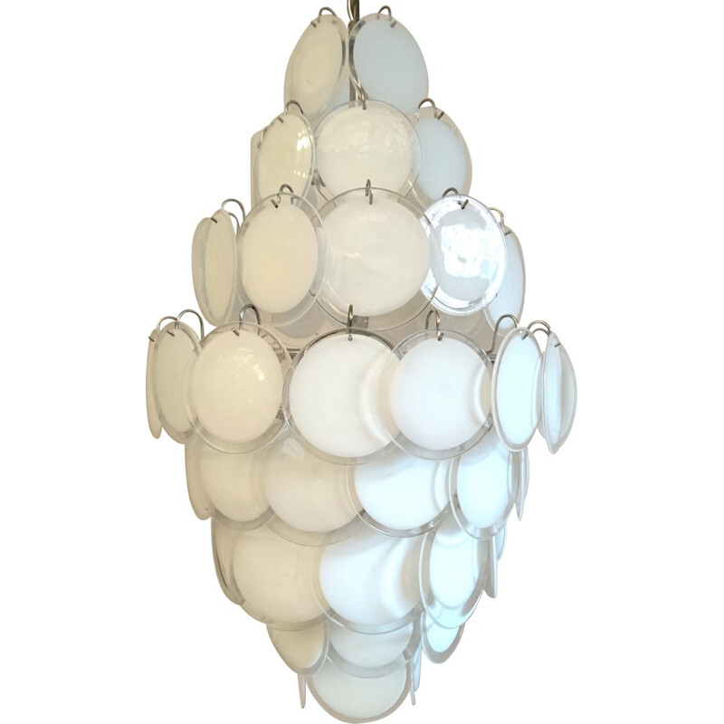 White Glass Chandelier, Gino VISTOSI - 1960s