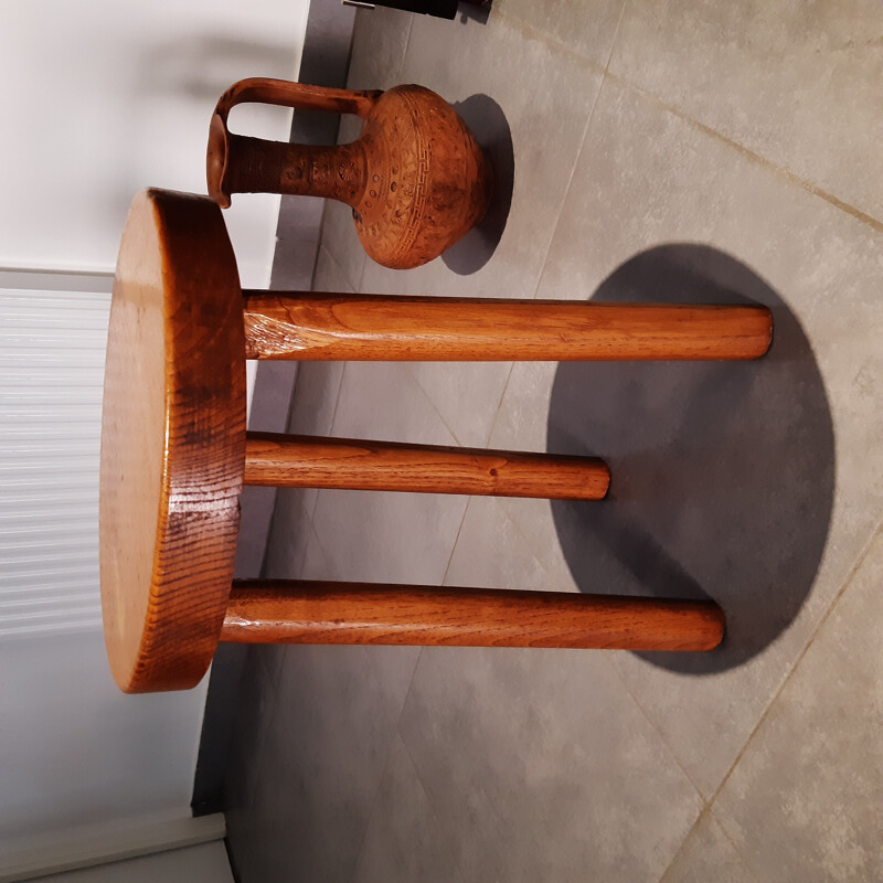 Pair of vintage brutalist tripod stools