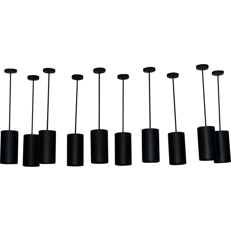 Ensemble de 10 suspensions en métal noire - 1950