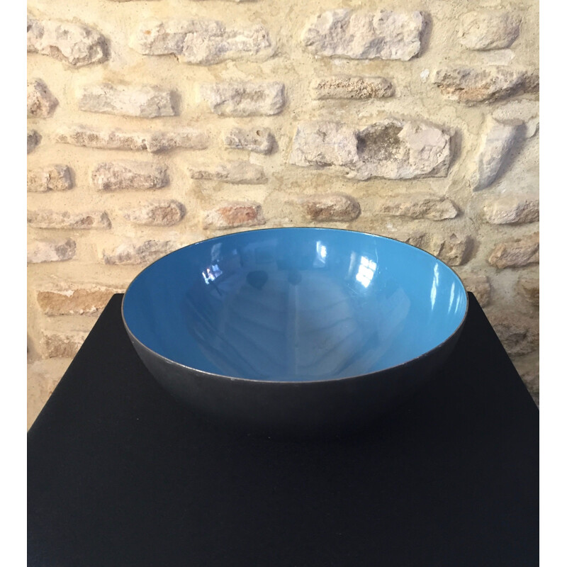 Enamelled vintage bowl "Krenit" blue by Herbert Krenchel