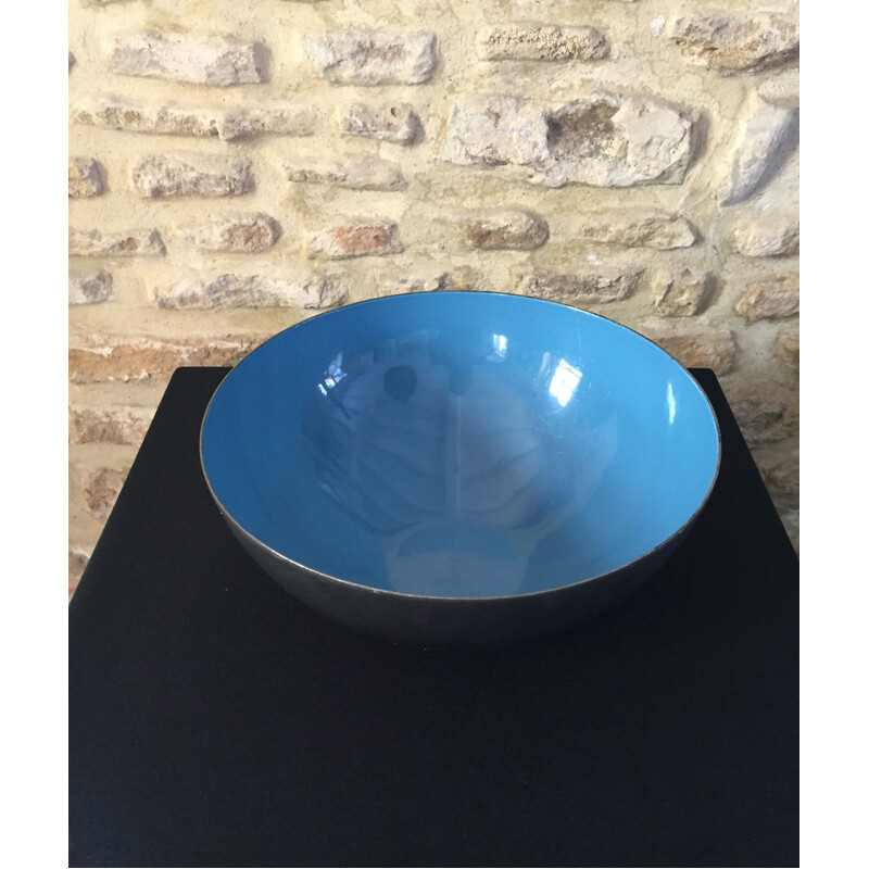 Enamelled vintage bowl "Krenit" blue by Herbert Krenchel