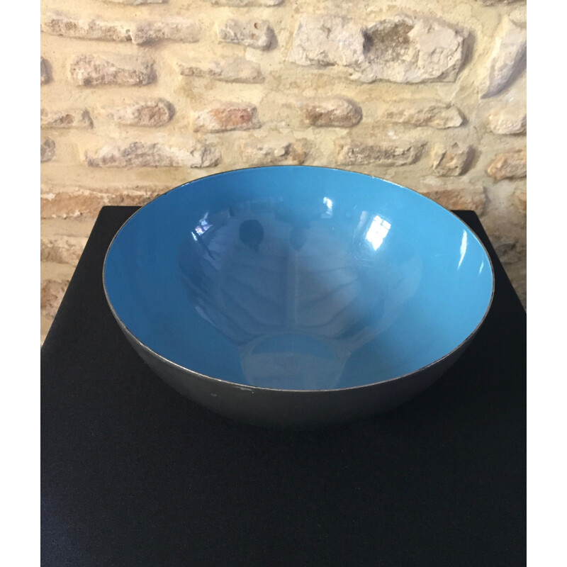 Enamelled vintage bowl "Krenit" blue by Herbert Krenchel