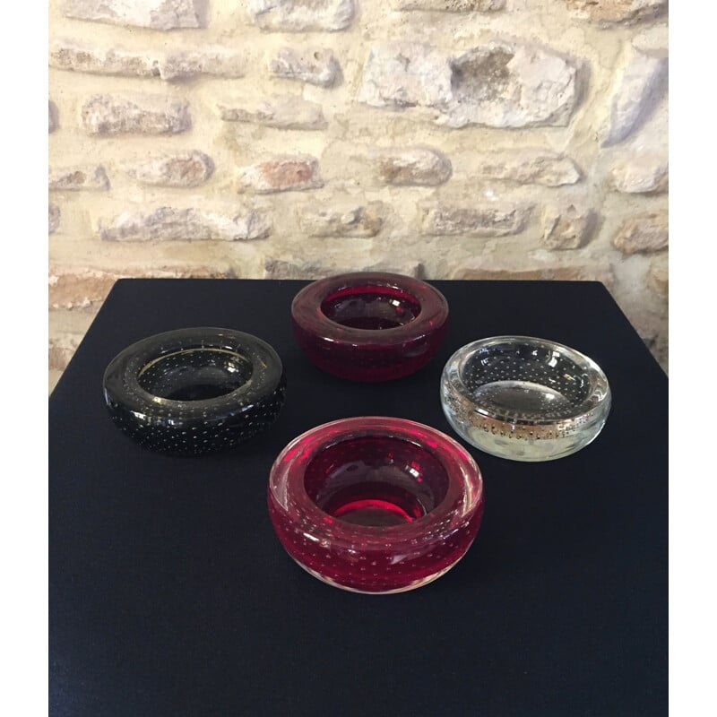 Set van 4 vintage glazen opbergbakken