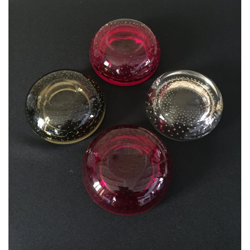Set van 4 vintage glazen opbergbakken