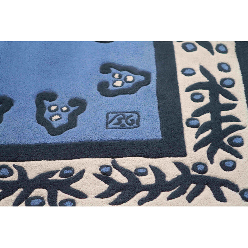 Très grand tapis Sam Laïk bleu, GAROUSTE & BONETTI - 1990