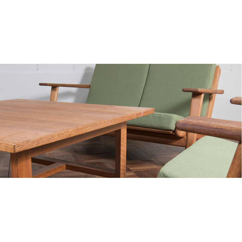 Getama "GE 290" set for living room in green fabric and oak, Hans J. WEGNER - 1950s