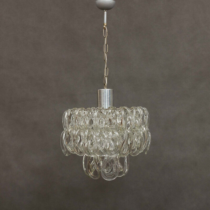 Vintage glass chandelier by Angelo Mangiarotti for Vistosi, 1960s