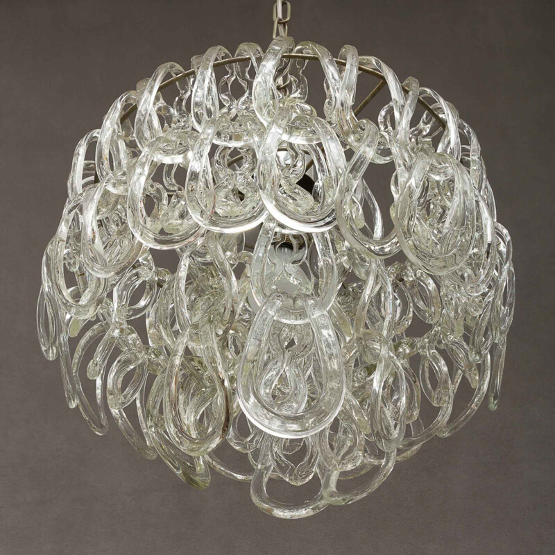 Vintage glass chandelier by Angelo Mangiarotti for Vistosi, 1960s