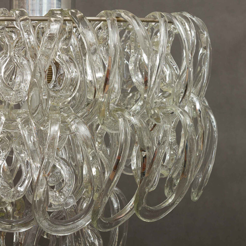 Vintage glass chandelier by Angelo Mangiarotti for Vistosi, 1960s