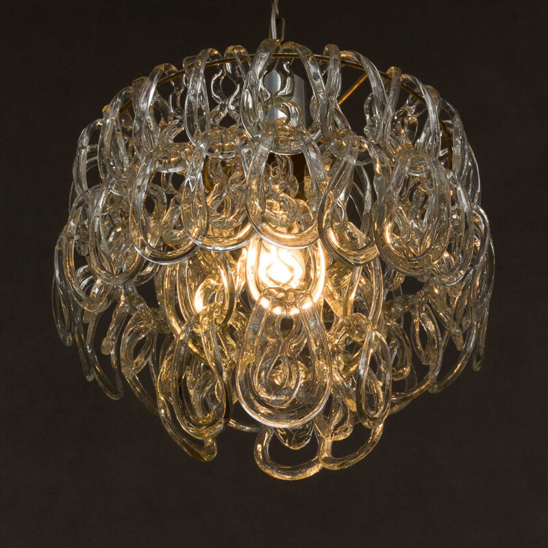 Vintage glass chandelier by Angelo Mangiarotti for Vistosi, 1960s