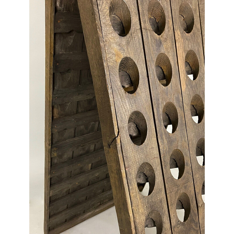 Porte-bouteilles vintage en bois de chêne