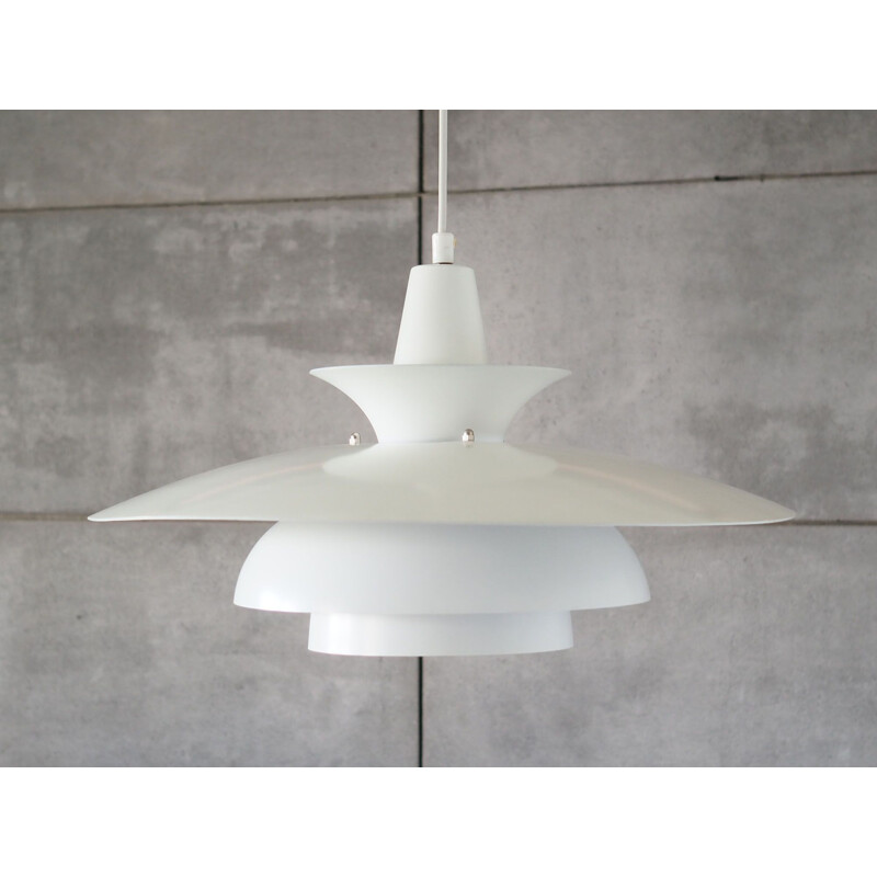 Vintage white color pendant lamp, Denmark 1970