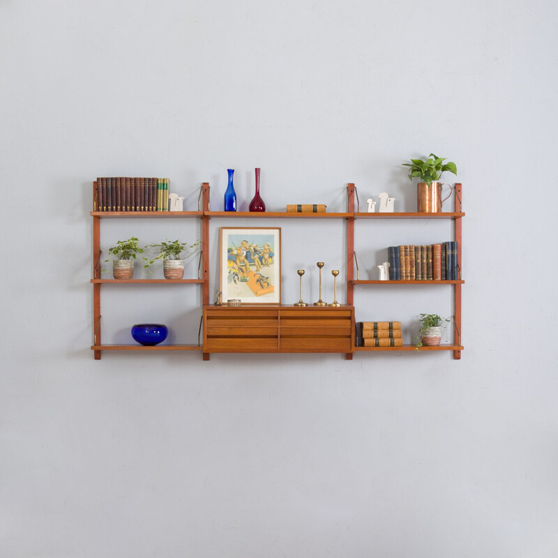 Teak vintage wall unit by Poul Cadovius, Denmark 1960s