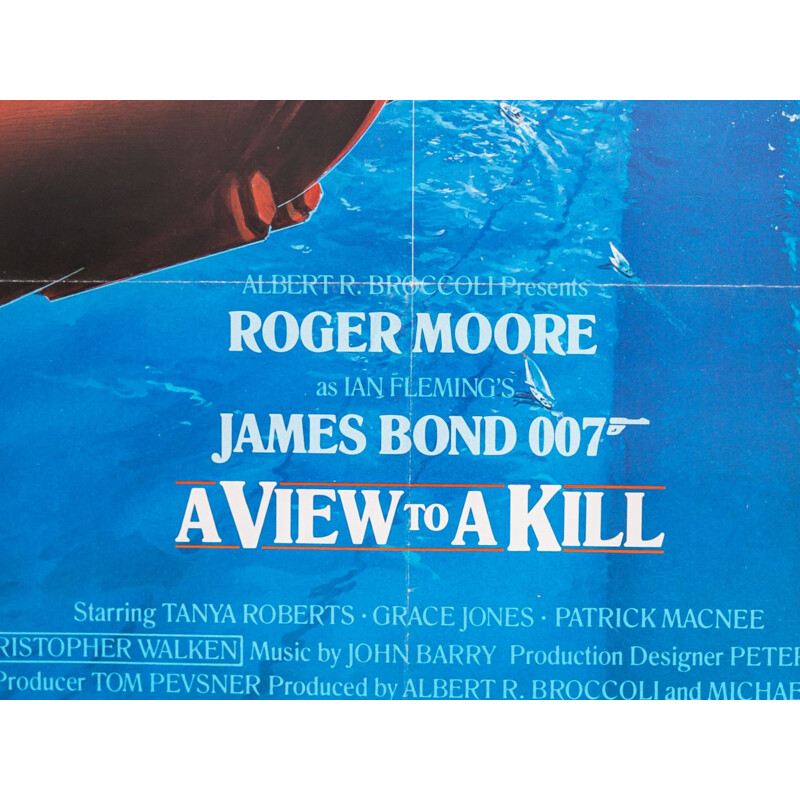 Poster cinematografico d'epoca "A View to a Kill" in legno di frassino, 1985