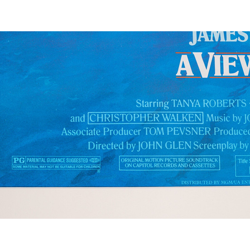 Poster cinematografico d'epoca "A View to a Kill" in legno di frassino, 1985