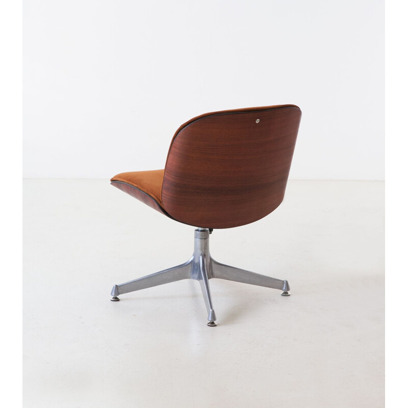 Mid century wood and leather desk armchair by Ico Parisi for Mim, Italy