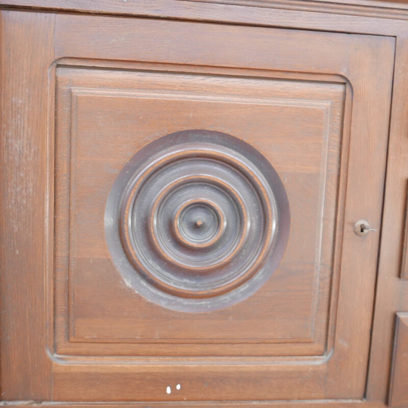 Vintage art deco sideboard in oak and marble, France 1930