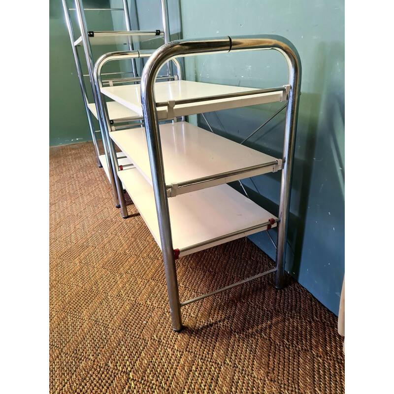 Pair of vintage chromed shelves, 1970s