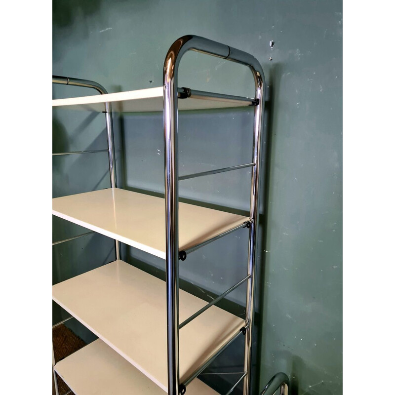 Pair of vintage chromed shelves, 1970s