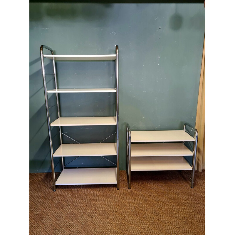 Pair of vintage chromed shelves, 1970s