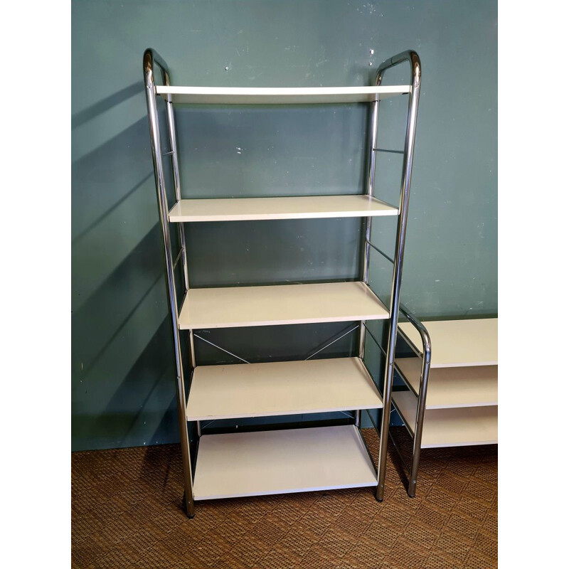 Pair of vintage chromed shelves, 1970s