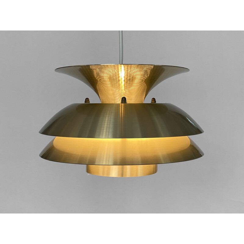 Vintage pendant lamp in golden aluminium, Denmark 1970s