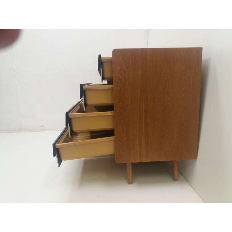 Vintage wood veneer chest of drawers by Jiří Jiroutek, Czechoslovakia 1960