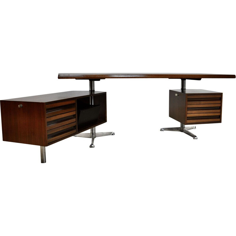 Vintage desk with 2 pedestals by Osvaldo Borsani for Tecno, 1960