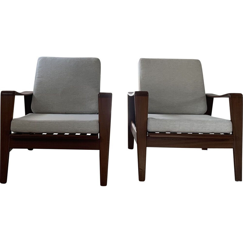 Pair of vintage S armchairs by Arne Wahl Iversen for Komfort, Denmark 1960s